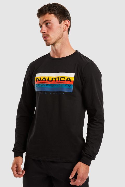 טי שירט nautica competition על הדפס פסים