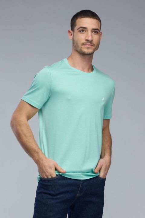 טי שירט עם שרוולים קצרים ולוגו Nautica לגברים