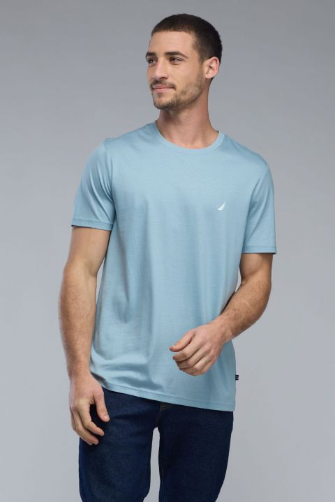 טי שירט עם שרוולים קצרים ולוגו Nautica לגברים