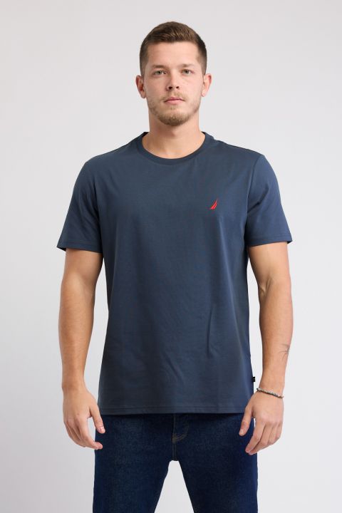 טי שירט Nautica לגברים עם לוגו רקום