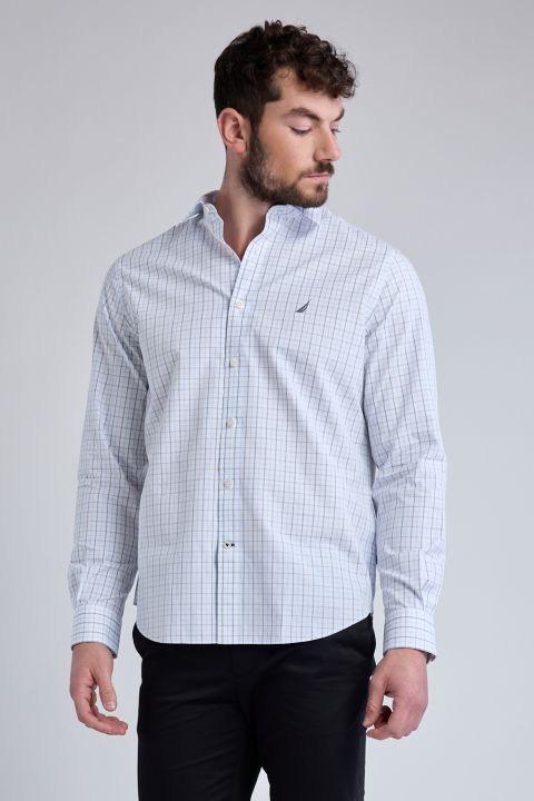 חולצת משבצות מכופתרת עם שרוולים ארוכים Nautica לגברים