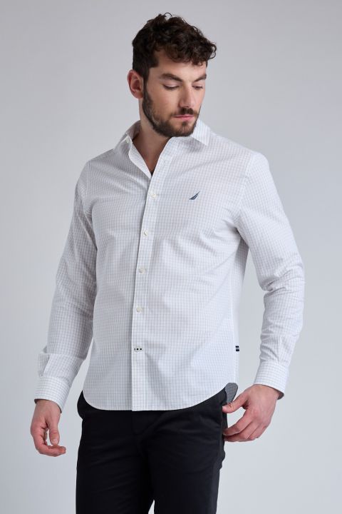 חולצת משבצות מכופתרת עם שרוולים ארוכים Nautica לגברים