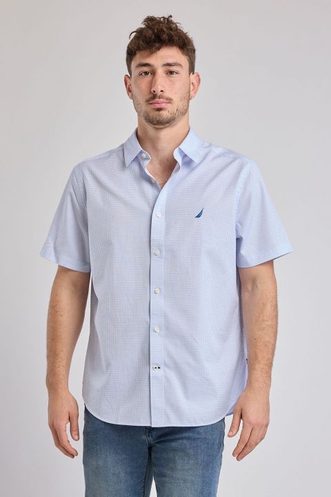 חולצת משבצות מכופתרת עם שרוולים קצרים Nautica לגברים