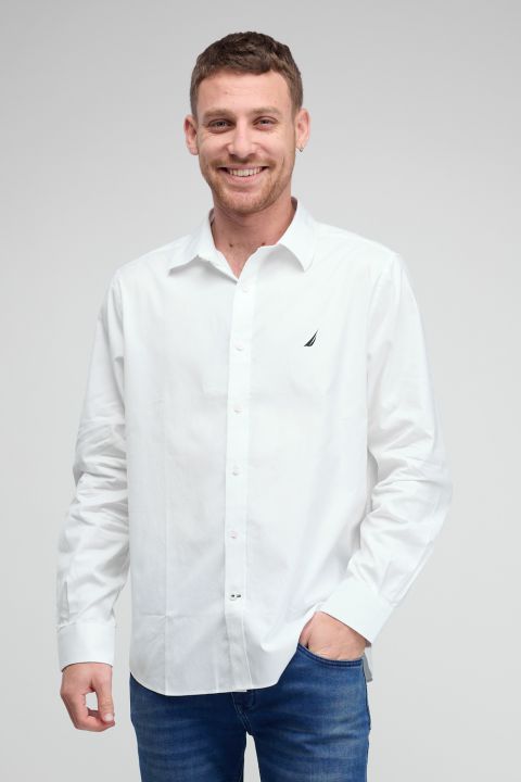 חולצה מכופתרת עם שרוולים ארוכים ולוגו Nautica רקום