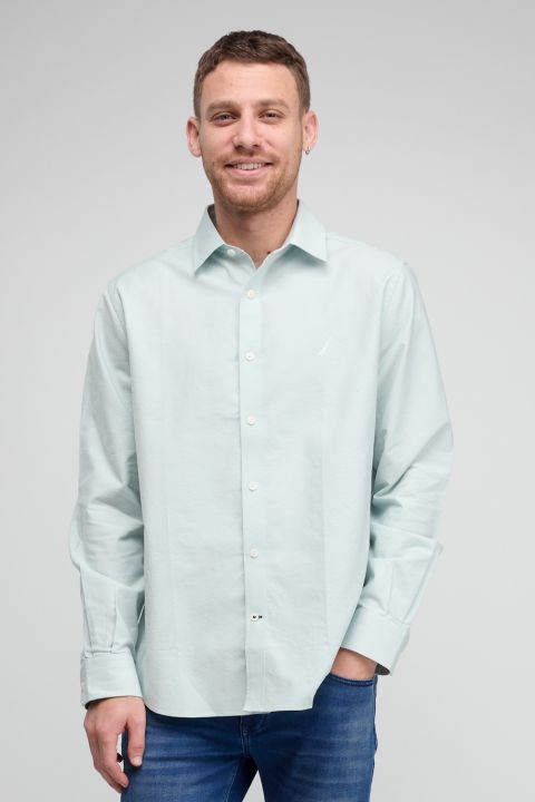 חולצה מכופתרת עם שרוולים ארוכים ולוגו Nautica רקום