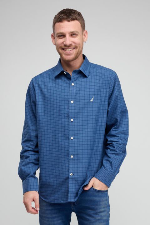 חולצה מכופתרת עם שרוולים ארוכים ולוגו Nautica רקום