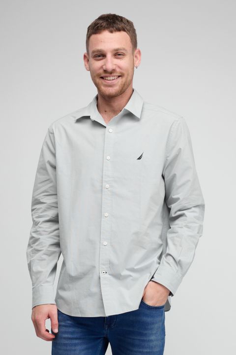 חולצה מכופתרת עם שרוולים ארוכים ולוגו Nautica רקום