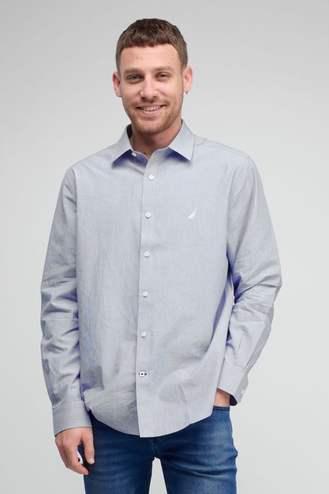 חולצה מכופתרת עם שרוולים ארוכים ולוגו Nautica רקום