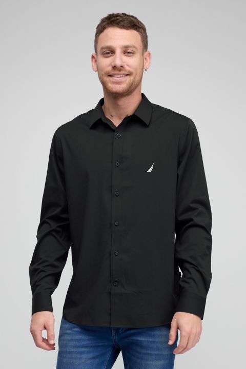 חולצה מכופתרת עם שרוולים ארוכים ולוגו Nautica רקום