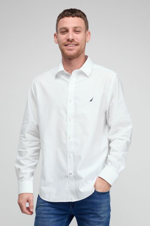 חולצה מכופתרת עם שרוולים ארוכים ולוגו Nautica רקום