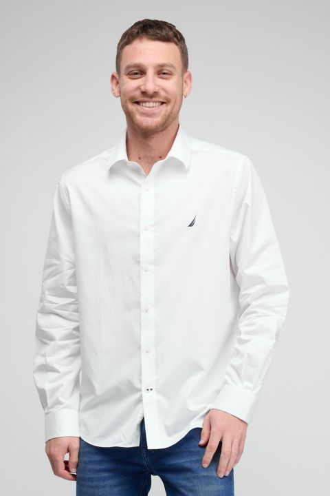 חולצה מכופתרת עם שרוולים ארוכים ולוגו Nautica רקום