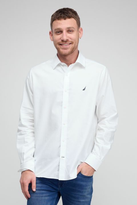 חולצה מכופתרת עם שרוולים ארוכים ולוגו Nautica רקום