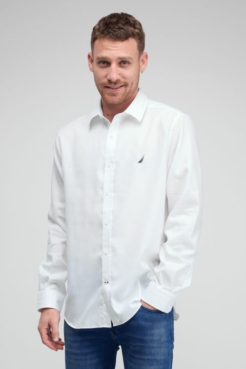 חולצה מכופתרת עם שרוולים ארוכים ולוגו Nautica רקום