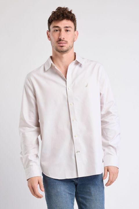 חולצה מכופתרת עם שרוולים ארוכים ולוגו Nautica לגברים