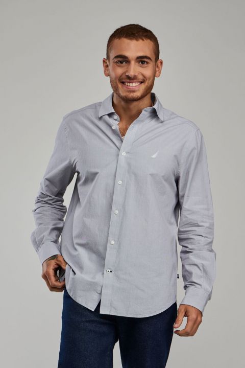 חולצה מכופתרת עם שרוולים ארוכים ולוגו Nautica לגברים