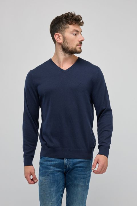 סוודר אלגנטי צווארון וי לגברים Nautica