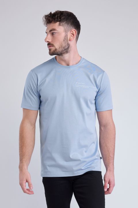 טי שירט עם שרוולים קצרים ולוגו Nautica לגברים