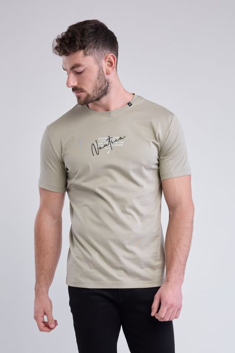 טי שירט עם שרוולים קצרים והדפס Nautica לגברים