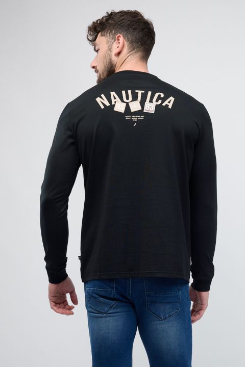 טי שירט ארוכה עם הדפס Nautica לגברים