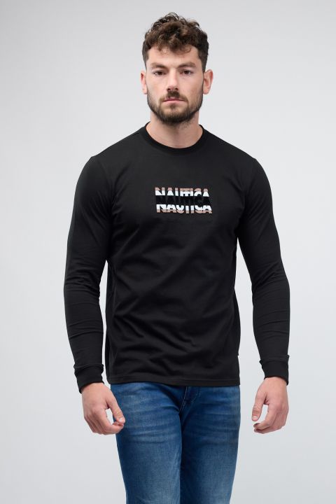 טי שירט ארוכה Nautica עם רקמה לגברים
