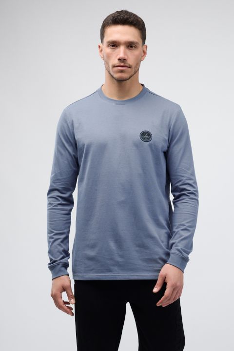 טי שירט Nautica עם שרוולים ארוכים והדפס דו צדדי לגברים