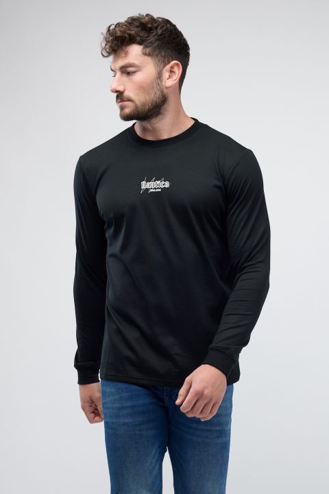 טי שירט Nautica עם שרוולים ארוכים והדפס דו צדדי לגברים