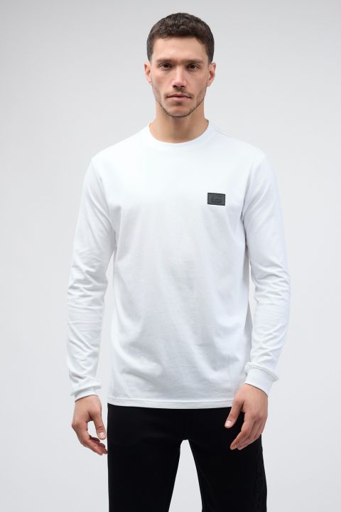 טי שירט ארוכה לגברים עם הדפס Nautica ותווית לוגו בחזה