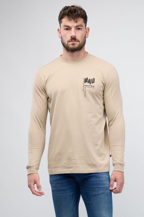 טי שירט ארוכה לגברים עם הדפס Nautica