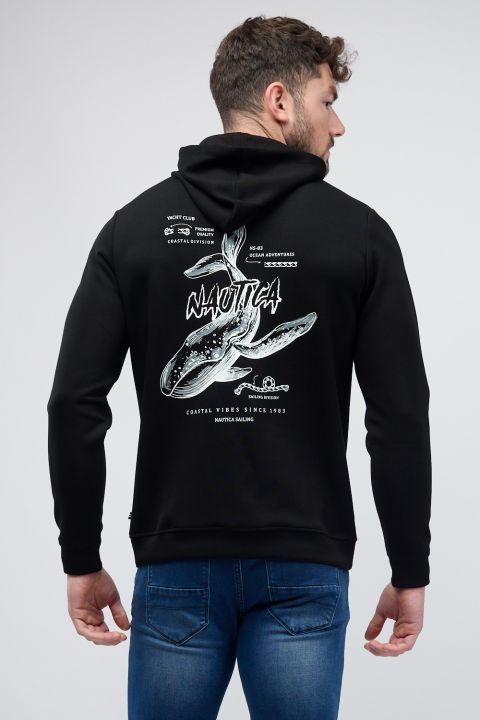 סווטשירט Nautica עם הדפס וקפוצ’ון לגברים