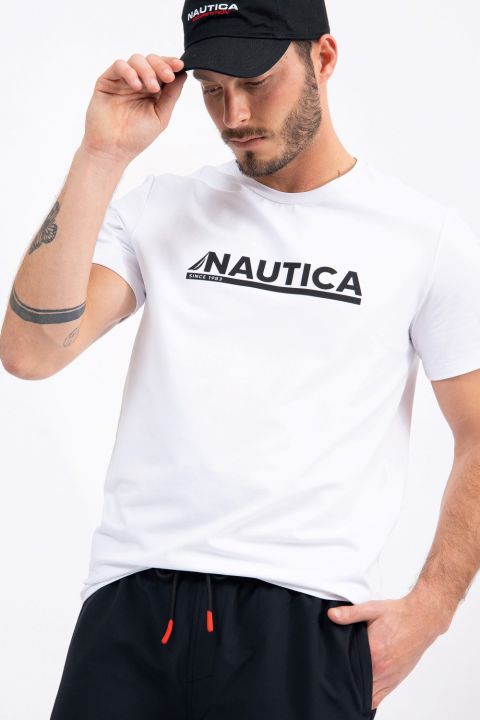 טי שירט עם לוגו נאוטיקה בהדפס תלת מימד