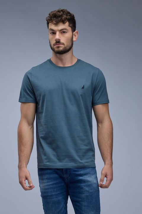 טי שירט קצרה עם לוגו Nautica רקום לגברים