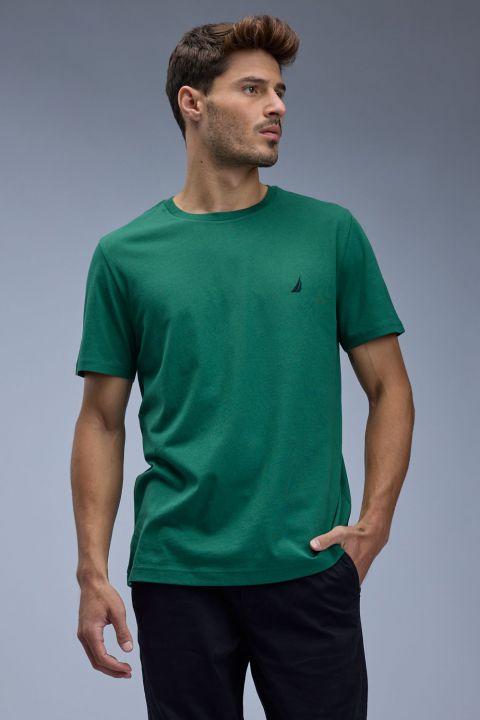 טי שירט קצרה עם לוגו Nautica רקום לגברים